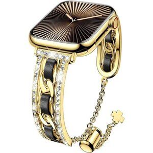 NEW Gold/Black Luxury Bling Diamond Apple Watch Band